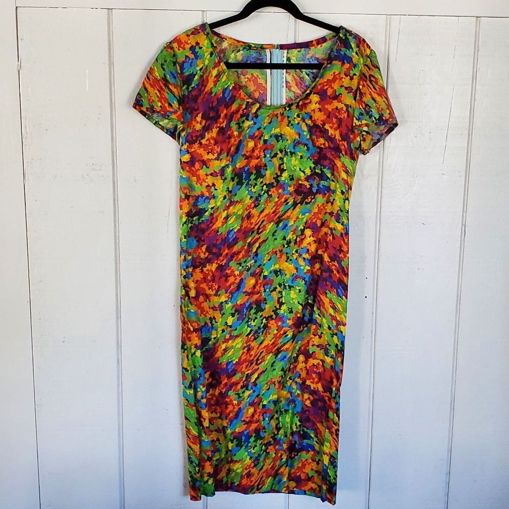 🔥VIBRANT🔥 GORGEOUS MULTI MIDI SHEATH DRESS